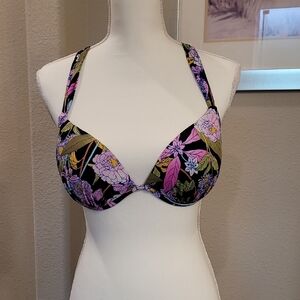 Victoria's Secret Black and Purple Floral Bikini